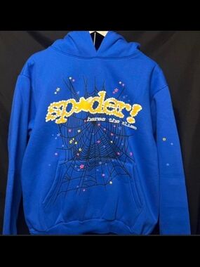 Sp5der Blue Hoodie M